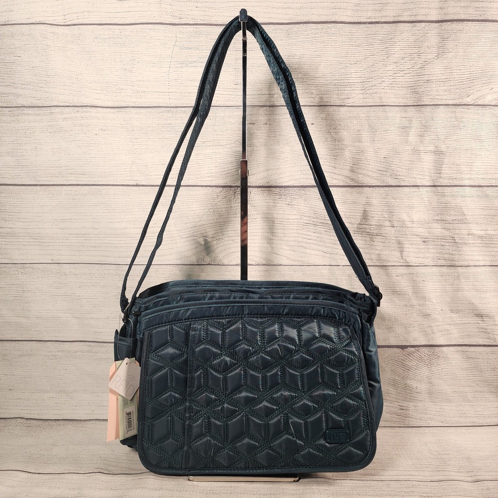 Lug Wings Peacock Blue Quilted RFID Crossbody Bag Travel Purse Strap (READ)
